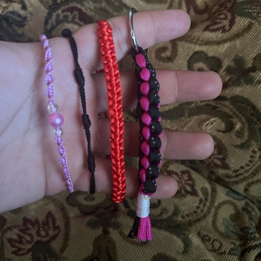 Pink and Black Braided Key Holder